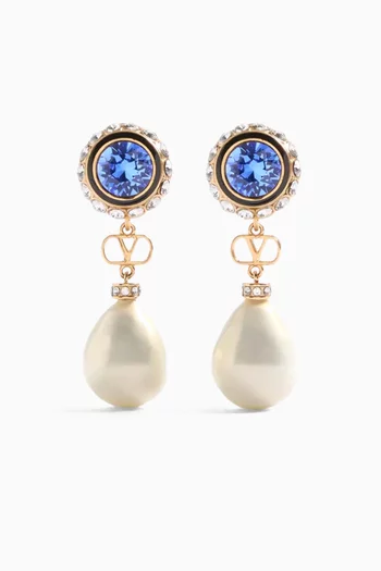 Signature Pearl & Crystal Earrings in Metal