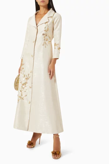 Floral Embroidered Maxi Dress in Brocade