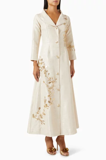 Floral Embroidered Maxi Dress in Brocade