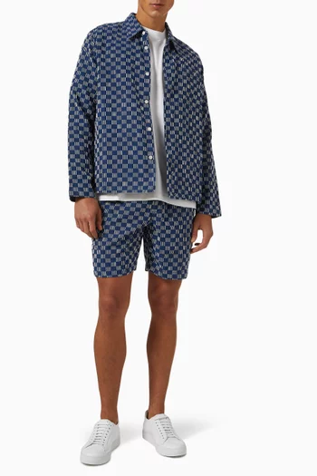 Kurt Geometric Grid Shorts in Cotton-blend