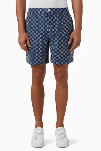 Kurt Geometric Grid Shorts in Cotton-blend