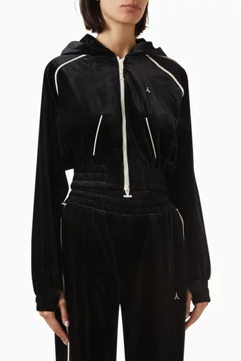 Eiffel Zip Crop Hoodie in Velour