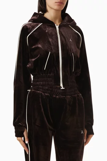 Eiffel Zip Crop Hoodie in Velour