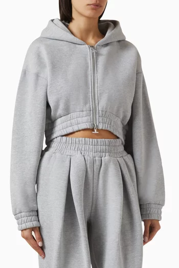 Josiane Crop Zip Hoodie in Cotton Fleece