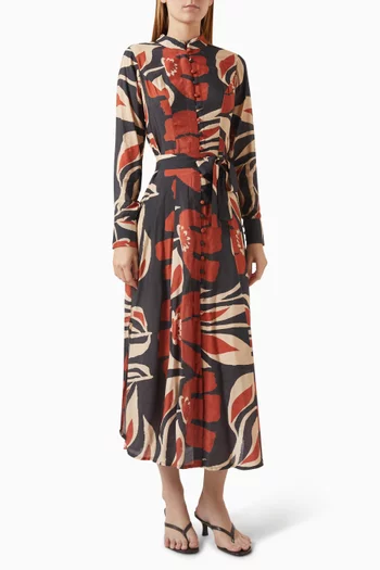 Belted Shirt Midi Dress in Muslin