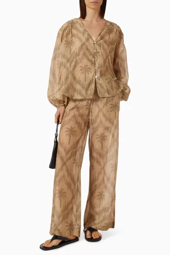 Marbella Printed Pants in Cotton-silk