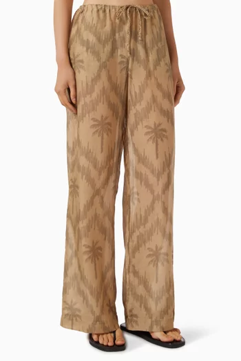 Marbella Printed Pants in Cotton-silk