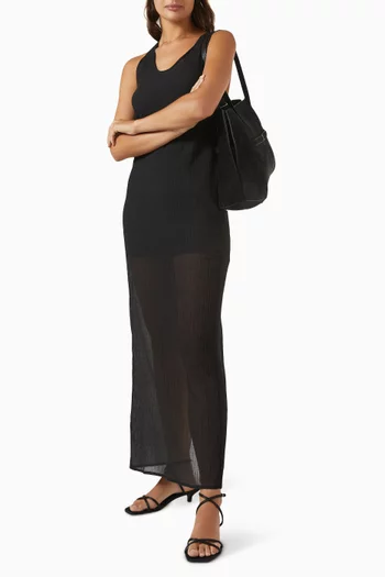 Crinkled Scoop Dress in Cotton Blend