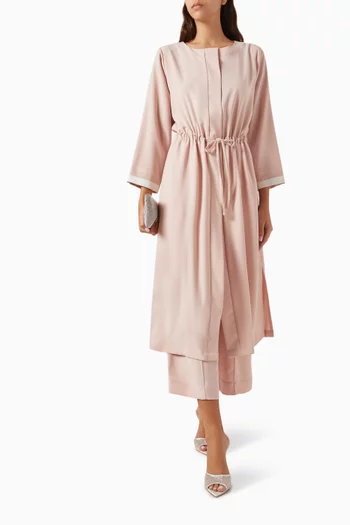 Belted Shirt & Pants Set in Crepe