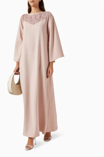Embroidered Maxi Dress in Soft-linen