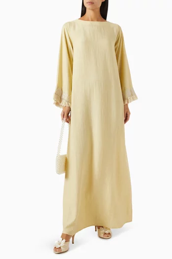 Fringe Maxi Dress in Linen