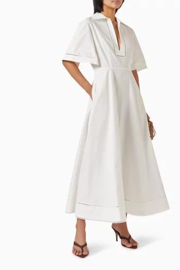 Ladder Lace-trimmed Dress in Cotton Poplin