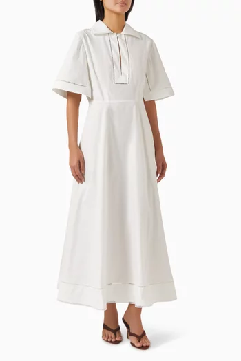 Ladder Lace-trimmed Dress in Cotton Poplin