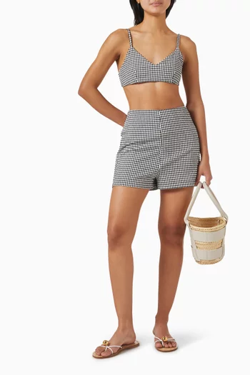 Mini Gingham Shorts in Nylon Blend