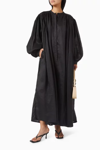 Pleated Maxi Dress in Ramie