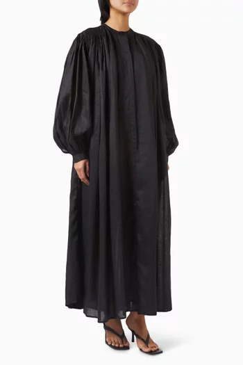 Pleated Maxi Dress in Ramie