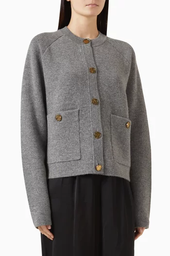 Hammered Button Cardigan in Cashmere Blend