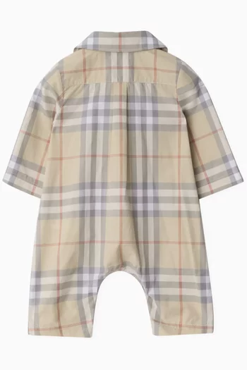 Checked Pattern Bodysuit in Cotton