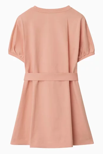 فستان بشعار الفروسية بشريط بنقشة مربعات قطن