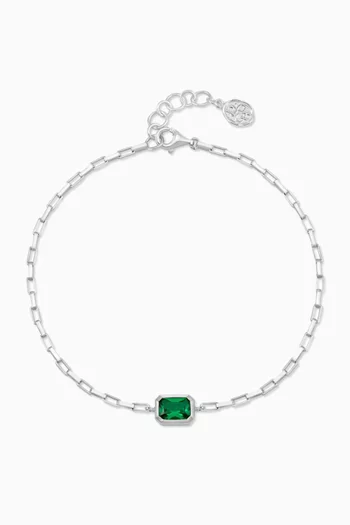 Garnet Octagon Humbug Bracelet in Sterling Silver