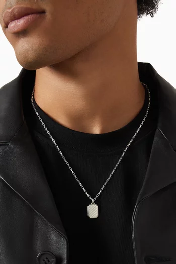 Octagon Humbug Charm Necklace in Sterling Silver