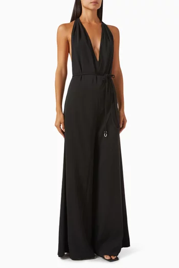 Iliad Open-back Jumpsuit in Crepe