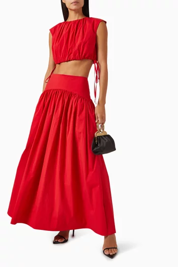 Campbell Gathered Maxi Skirt in Cotton Blend