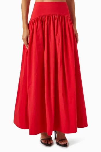 Campbell Gathered Maxi Skirt in Cotton Blend