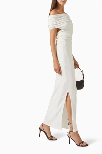 Beau Off-shoulder Midi Dress in Cotton