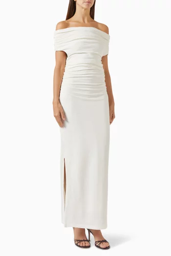Beau Off-shoulder Midi Dress in Cotton