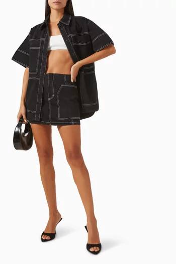 Mercer Patch-pocket Mini Skirt in Denim
