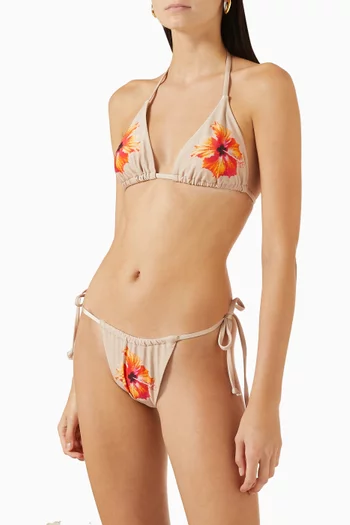 Floral Tiny Ties Bikini Top