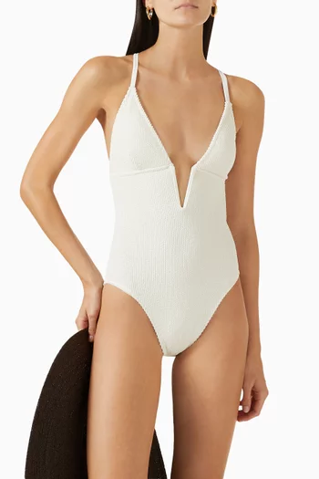 Deep V-neck One-piece Swimsuit