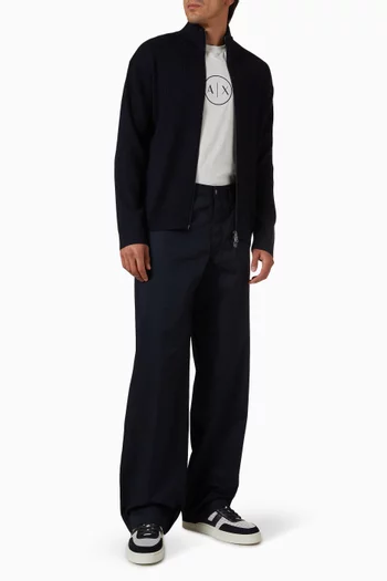 Marina Full-Zip Cardigan in Cotton-wool Rib Knit
