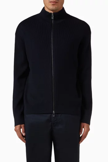 Marina Full-Zip Cardigan in Cotton-wool Rib Knit
