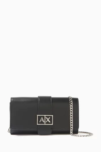Logo Chain Wallet in Faux Leather