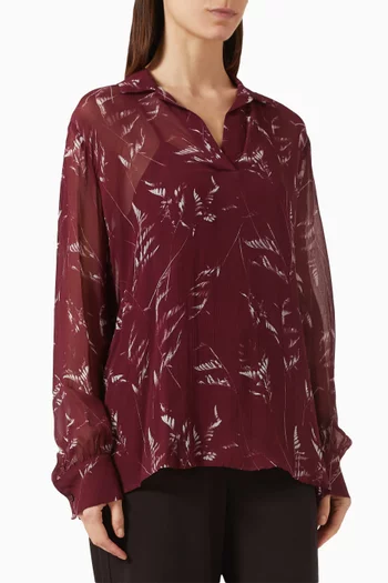 Foliage-print Shirt in Chiffon
