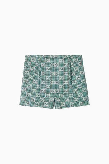 GG Houndstooth Shorts in Cotton-jacquard