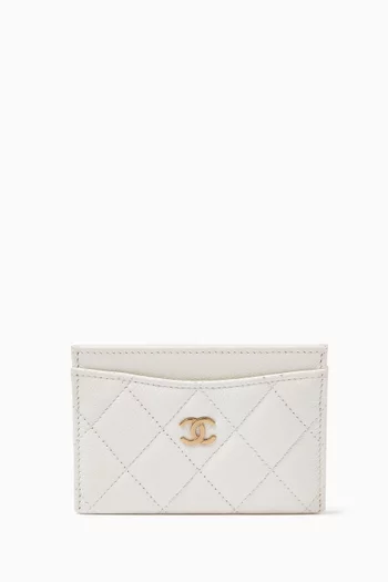 CC Quilted Cardholder in Caviar Leather