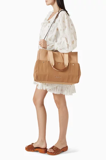 Logo-embroidered Changing Bag in Canvas