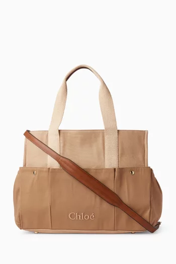 Logo-embroidered Changing Bag in Canvas