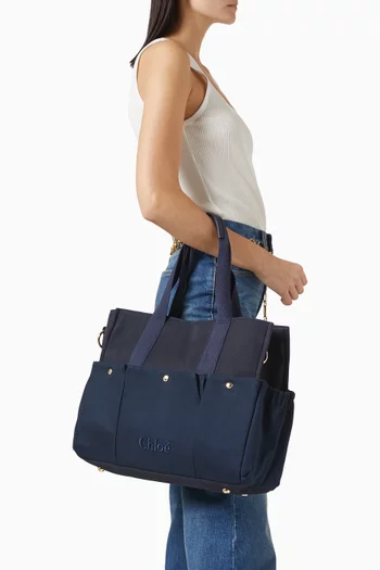 Logo-embroidered Changing Bag in Canvas