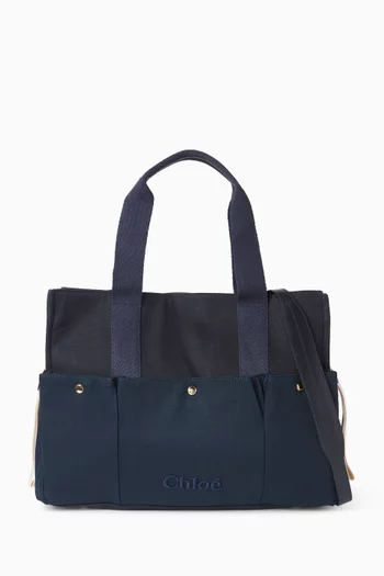Logo-embroidered Changing Bag in Canvas