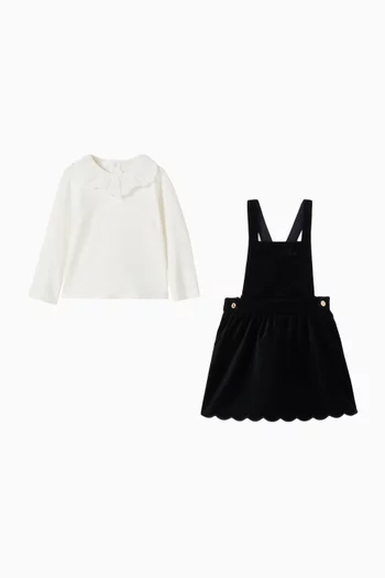 Dungaree Dress & Blouse Set