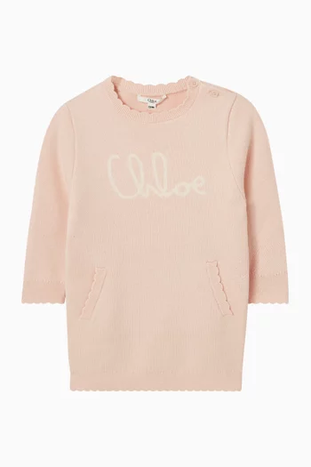 Handwritten Logo Dress in Knit