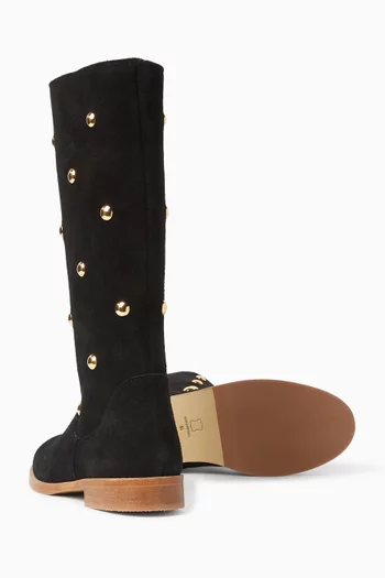 Studded Long Boots in Suede