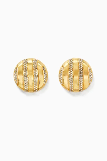 Aurora Striped Disc Earrings in 18kt Gold-plated Brass