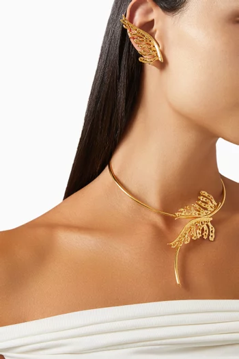 Mystic Leaf Collar Necklace in 18kt Gold-plated Brass