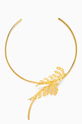 Mystic Leaf Collar Necklace in 18kt Gold-plated Brass