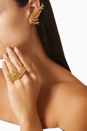 Mystic Leaf Ring in 18kt Gold-plated Brass